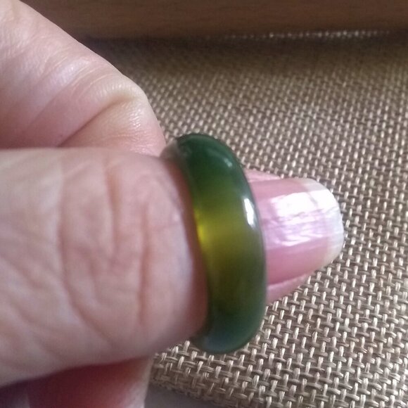 Dark Hunter Green Agate Stone Band Ring Size 7 ~ Forest Witches + Earth Mothers - Picture 7 of 9